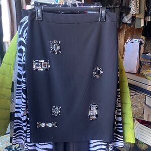 Catherine Malandrino Black Embellished Pencil Skirt